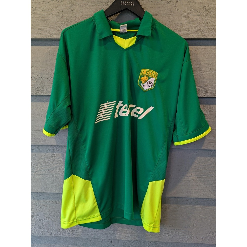 Leon FC Jersey Mens One Size Green Yellow Soccer Telcel Sponsor Gool Shirt